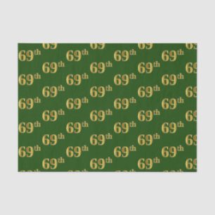 Green, Faux Gold 69th (Sixty-Ninth) Event Tissue Paper