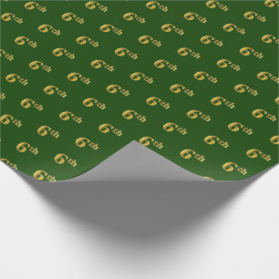 Green, Faux Gold 6th (Sixth) Event Wrapping Paper