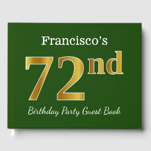 Green, Faux Gold 72nd Birthday Party + Custom Name Guest Book