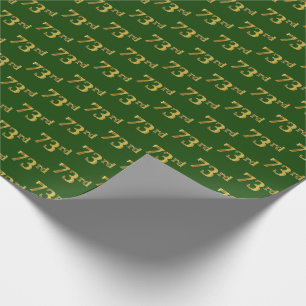 Green, Faux Gold 73rd (Seventy-Third) Event Wrapping Paper