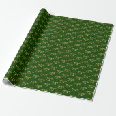 Green, Faux Gold 75th (Seventy-Fifth) Event Wrapping Paper (Unrolled)