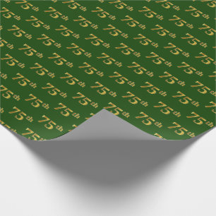 Green, Faux Gold 75th (Seventy-Fifth) Event Wrapping Paper