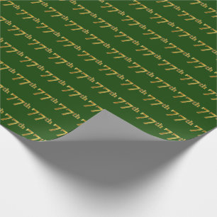Green, Faux Gold 77th (Seventy-Seventh) Event Wrapping Paper