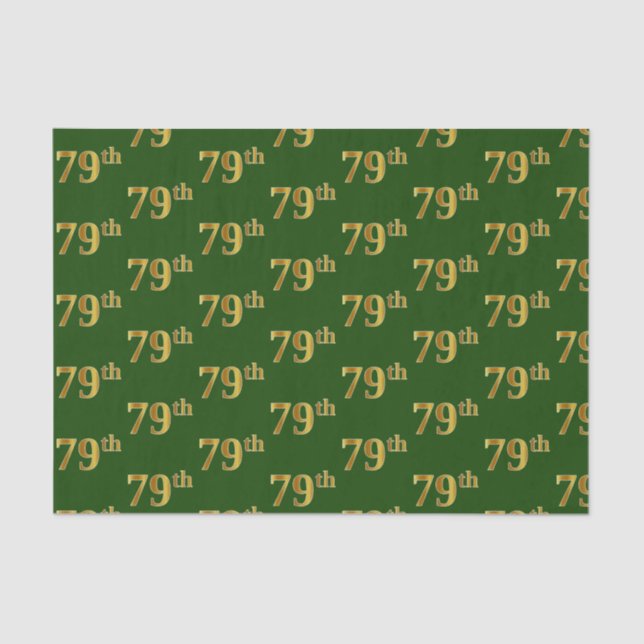 Green, Faux Gold 79th (Seventy-Ninth) Event Tissue Paper (Front)