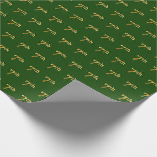 Green, Faux Gold 7th (Seventh) Event Wrapping Paper