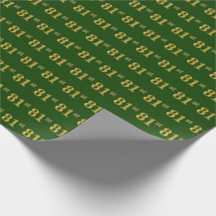 Green, Faux Gold 81st (Eighty-First) Event Wrapping Paper
