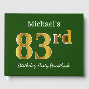 Green, Faux Gold 83rd Birthday Party + Custom Name Guest Book