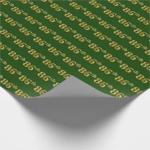Green, Faux Gold 86th (Eighty-Sixth) Event Wrapping Paper