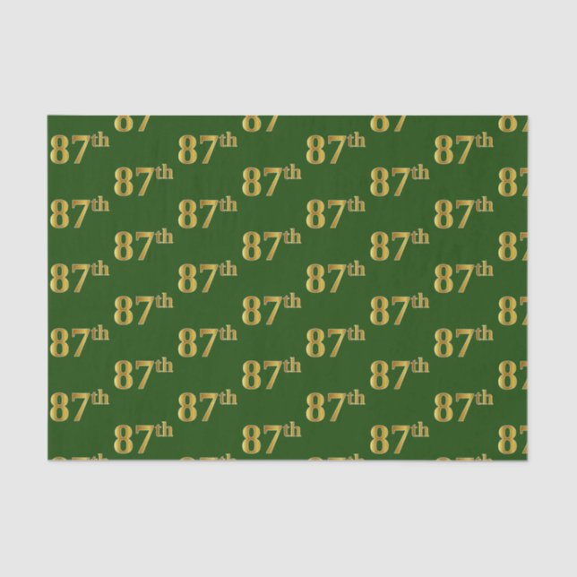 Green, Faux Gold 87th (Eighty-Seventh) Event Tissue Paper (Front)