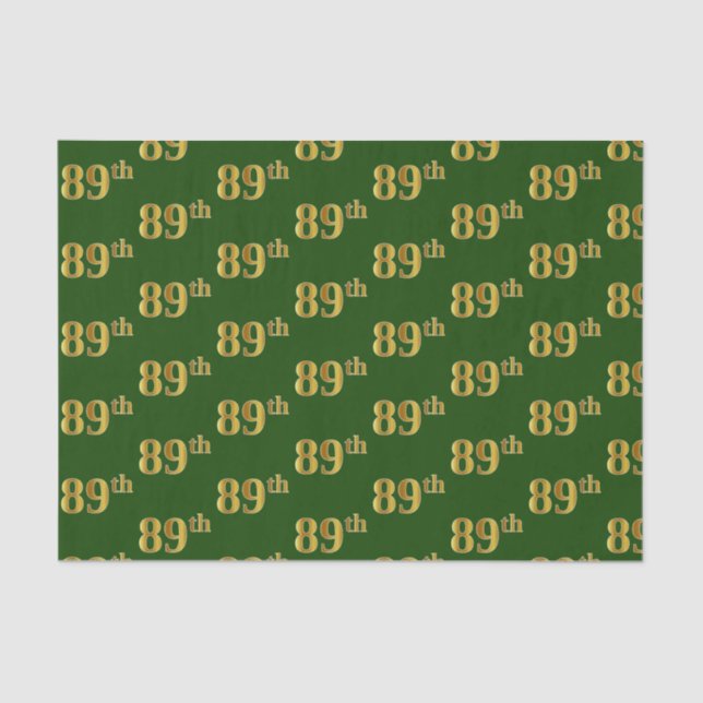 Green, Faux Gold 89th (Eighty-Ninth) Event Tissue Paper (Front)