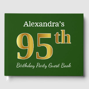 Green, Faux Gold 95th Birthday Party + Custom Name Guest Book