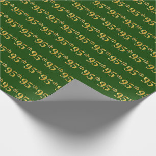 Green, Faux Gold 95th (Ninety-Fifth) Event Wrapping Paper
