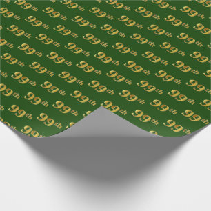 Green, Faux Gold 99th (Ninety-Ninth) Event Wrapping Paper