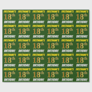 Green, Faux/Imitation Gold, "18th BIRTHDAY" Wrapping Paper