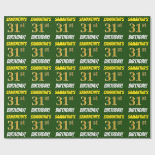 Green, Faux/Imitation Gold, "31st BIRTHDAY" Wrapping Paper