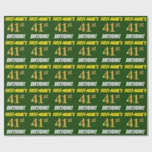 Green, Faux/Imitation Gold, "41st BIRTHDAY" Wrapping Paper