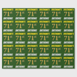 Green, Faux/Imitation Gold, "71st BIRTHDAY" Wrapping Paper