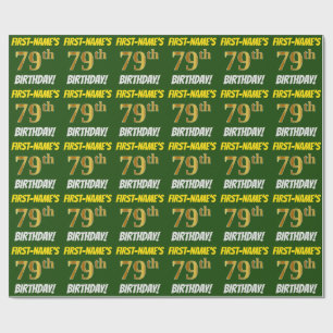 Green, Faux/Imitation Gold, "79th BIRTHDAY" Wrapping Paper