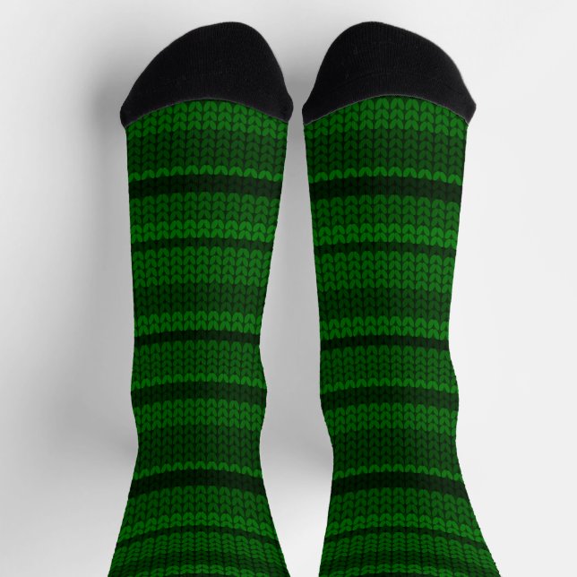 Green faux knitted pattern socks (Top)