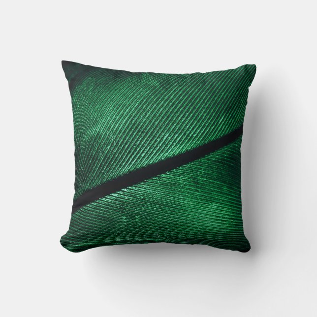 Green Feather, Beautiful Pattern Texture. Cushion (Front)