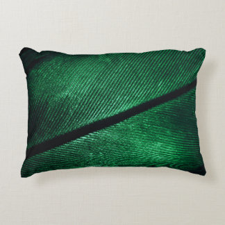 Green Feather, Beautiful Pattern Texture. Decorative Cushion