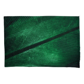 Green Feather, Beautiful Pattern Texture. Pillowcase