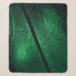 Green Feather, Beautiful Pattern Texture. Sherpa Blanket