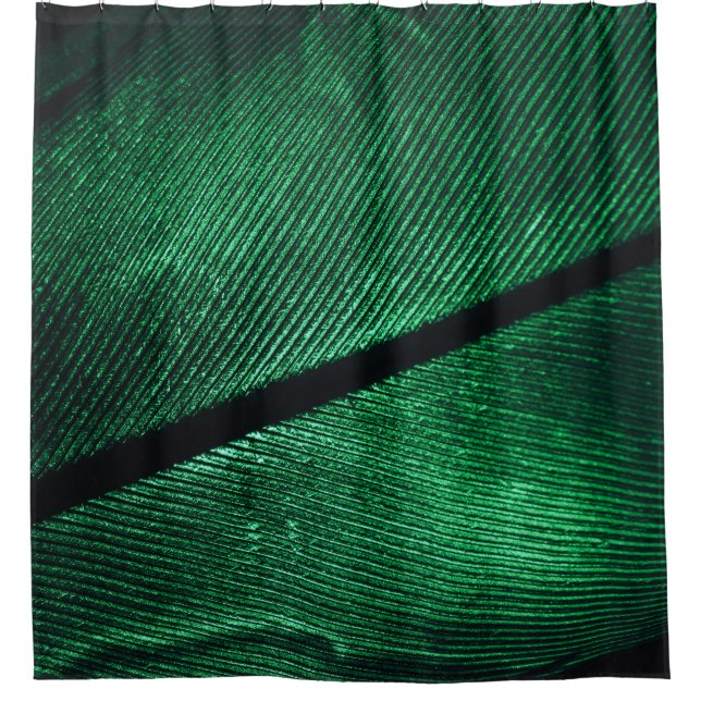 Green Feather, Beautiful Pattern Texture. Shower Curtain (Front)