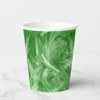 Green Feathers Paper Cups