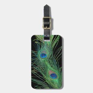 Green Feathers with Black Luggage Tag