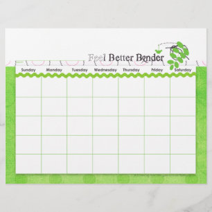 Green Feel Better Binder Calendar Flyer