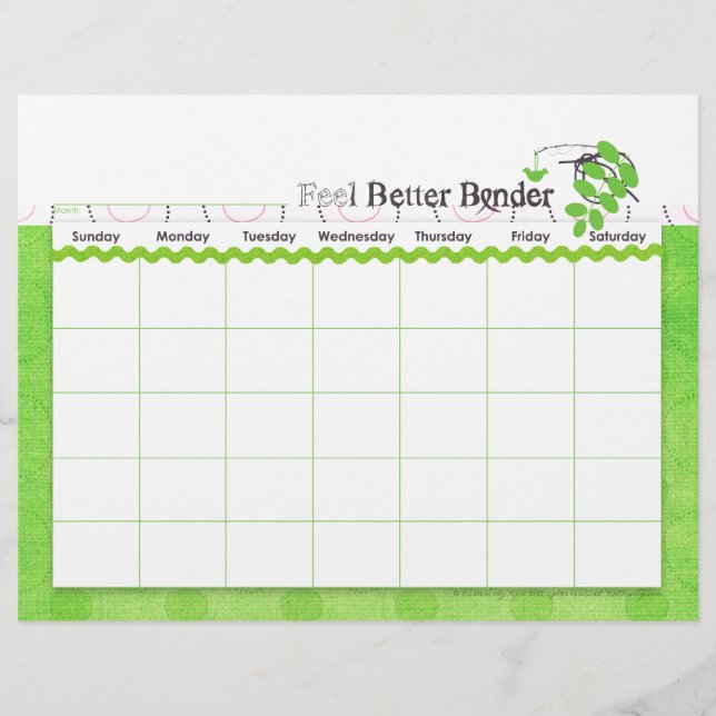 Green Feel Better Binder Calendar Flyer (Front)