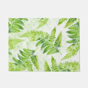 Green Fern Beautiful Spring Summer Leaves Doormat