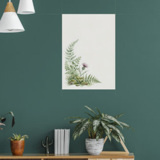 Green Fern Botanical Minimalist Line Art Poster