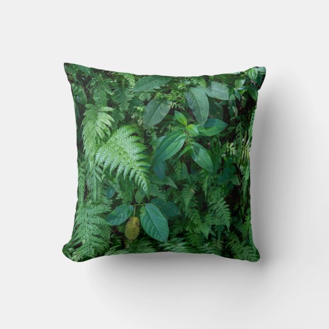 Green Fern Grass Foliage Texture Cushion (Front)