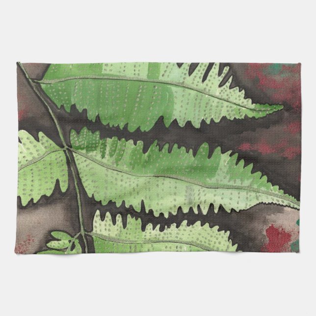 Green Fern Kitchen Towel (Horizontal)