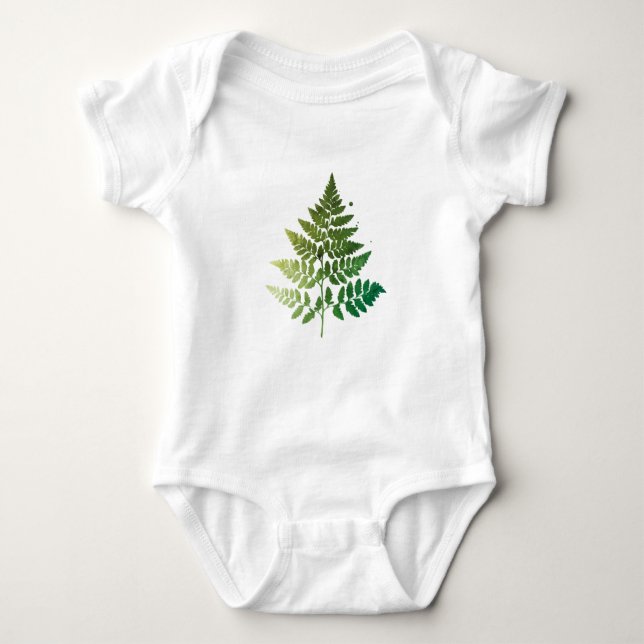 Green Fern Leaf Baby Bodysuit (Front)
