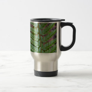 Green fern leaf pattern travel mug