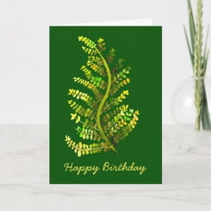 Green fern leaf plant art card