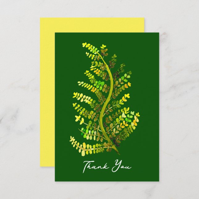 Green fern leaf plant art card (Front/Back)