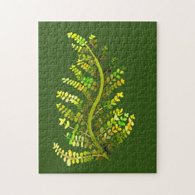 Green fern leaf plant art jigsaw puzzle (Vertical)