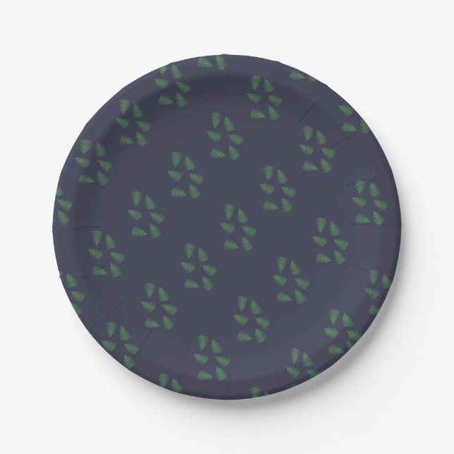 Green Fern Lucky Pattern Paper Plate (Front)