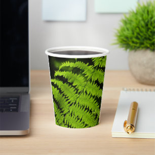 Green fern paper cups