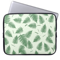 Green Fern Plant Leaf Pattern Laptop Sleeve