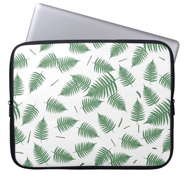 Green  Fern Plant Leaf Pattern Laptop Sleeve (Front)