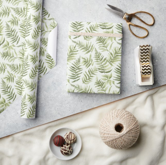 Green Fern Plants Wrapping Paper (Crafts)