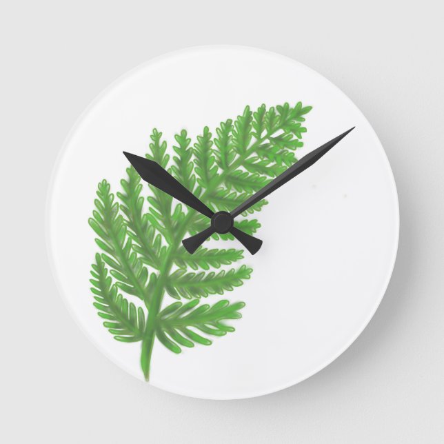 Green Fern Round Clock (Front)