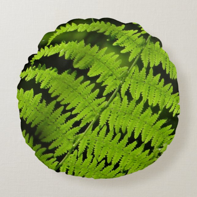 Green fern round cushion (Front)