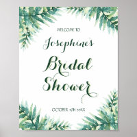 Green Fern Watercolor Bridal Shower