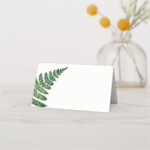 Green fern wedding. Watercolor forest botanical Place Card